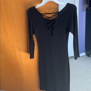 Black cross front dress.